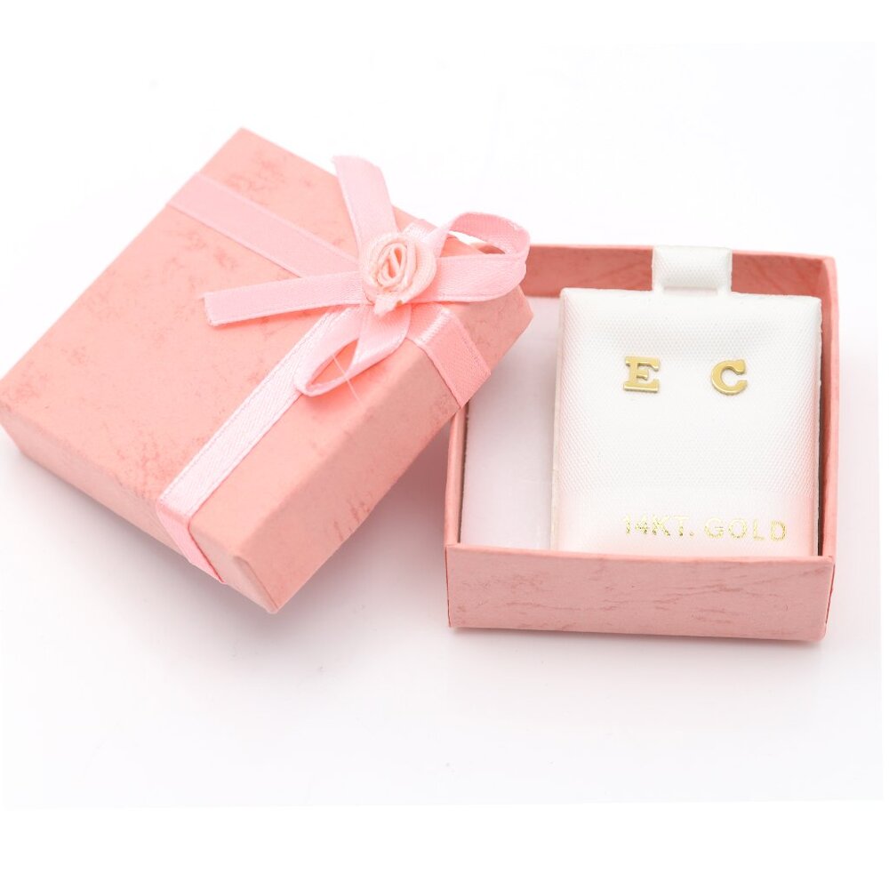 14k Gold Mini Alphabet Earrings Studs Sold as a Pair Fit for any Age - Picture 4 of 17